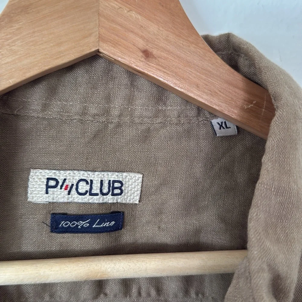 Casual Men's Brown Linen Button-Down Shirt